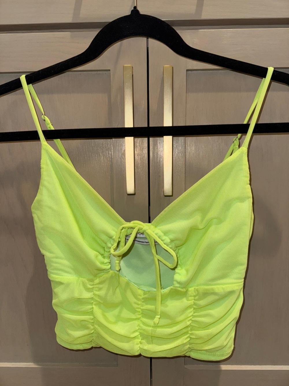 Urban Outfitters Neon Yellow Drawstring Ruched Crop Top